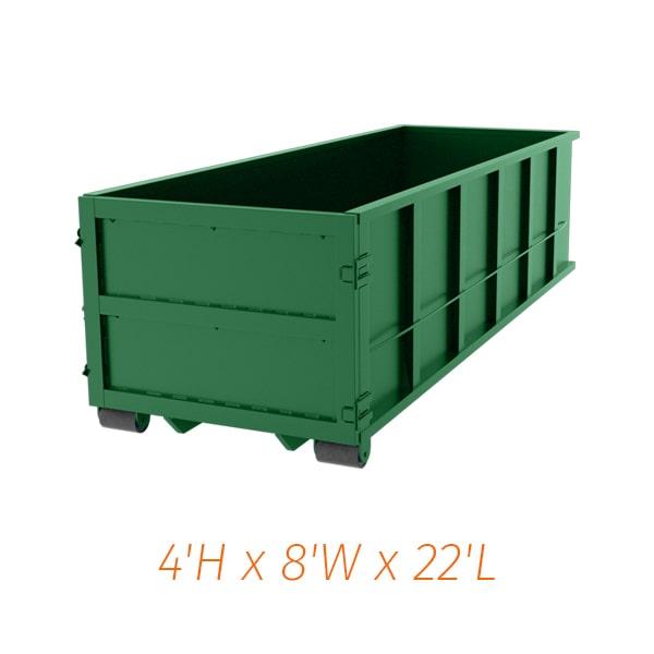 a twenty yard dumpster can typically hold up to 3-4 tons of weight